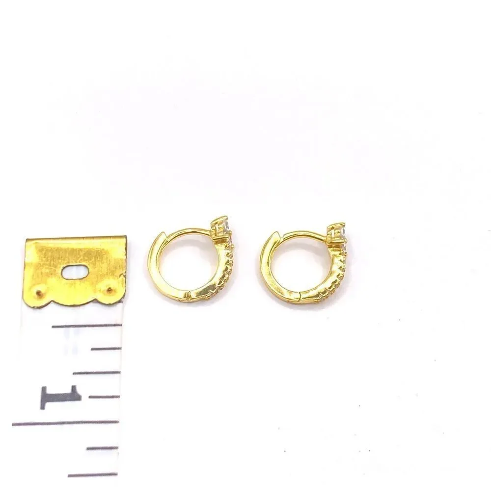 Gold Cubic Zirconia Huggie Hoop Earrings